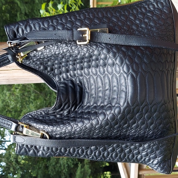 Vince Camuto | Riley Black Bubble Leather Shoulder Crossbody Bag Purse - Picture 3 of 16